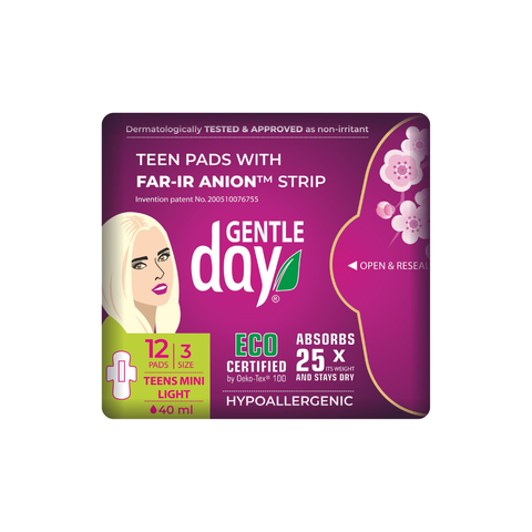 Gentle Day Organic Cotton Teen Pads Mini Light Flow 12's