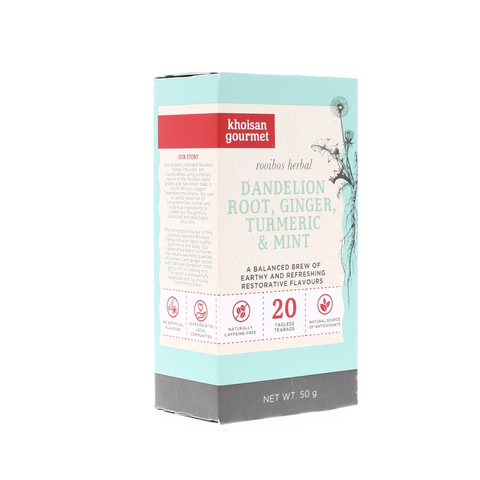 Khoisan Dandelion, Ginger, Turmeric & Mint Tea | 20 Teabags