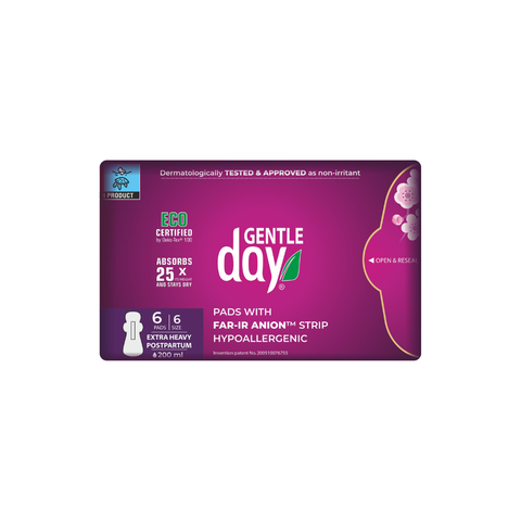 Gentle Day Organic Pads Postpartum/ Extra Heavy Flow 6's